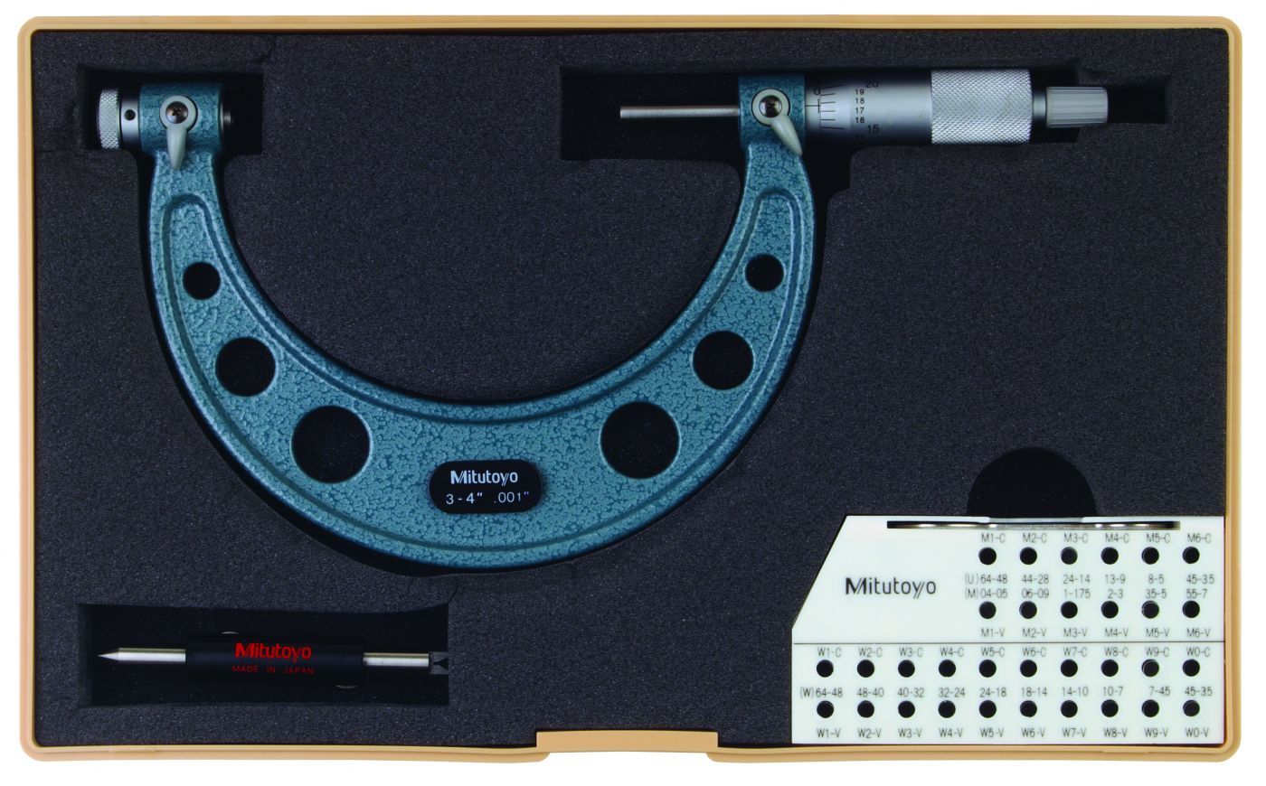 Mitutoyo 3 - 4 In Mechanical Micrometers - Screw Thread Micrometer (126-140)