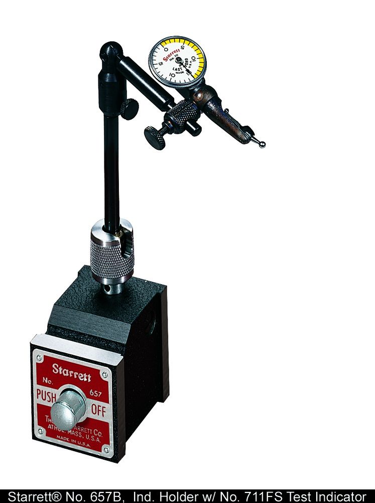STARRETT 657B Magnetic Base and Post Assembly with 711FSAZ Last Word Indicator and PT07101F Body Clamp (657B)