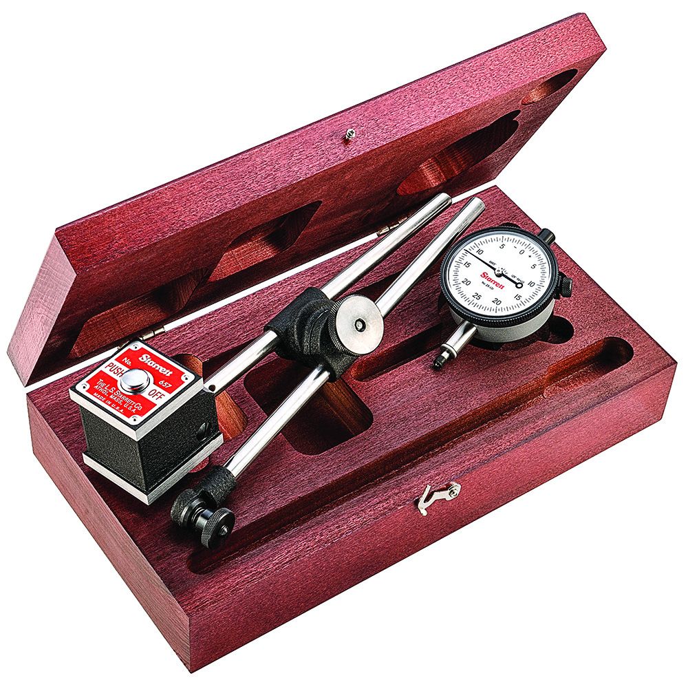 STARRETT 657EZ Set Including Magnetic Base, Upright Post Assembly, 25-131J Dial Indicator and Case (657EZ)