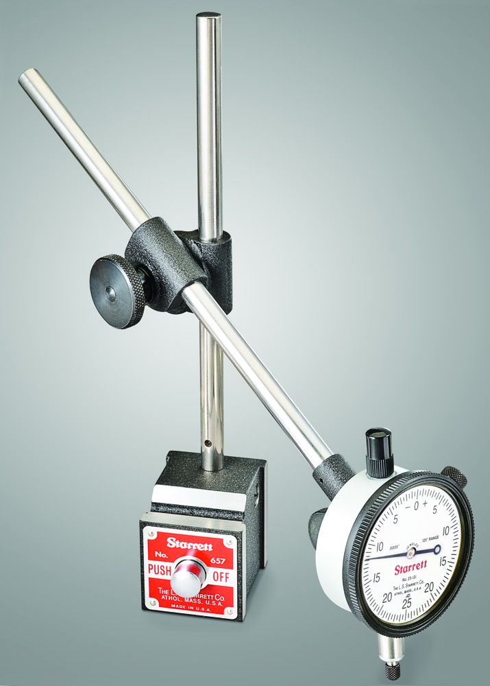 STARRETT 657E Set Including Magnetic Base, Upright Post Assembly and 25-131J Dial Indicator (657E)