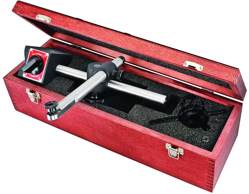 STARRETT 659AZ Heavy-Duty Magnetic Base Indicator Holder - Post Assembly Including Post, Snug, Gage Rod with Clamp and Fine Adjust, Thread Adaptor, Case (659AZ)
