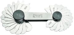 STARRETT 178A Fillet or Radius Gage, Inch Reading, 1/32-1/4" Range (Concave and Convex), 64ths Increments, 30 Leaves (178A)