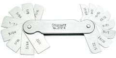 STARRETT 272A Fillet or Radius Gage, 1/32-17/64" Range (Concave and Convex), 64th Increments, 16 Leaves, Inch Reading (272A)