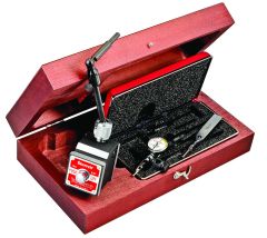 STARRETT 657BZ Magnetic Base and Post Assembly with 711FSAZ Last Word Indicator, PT07101F Body Clamp and Wood case (657BZ)