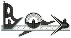 STARRETT 9-12-4R 12" Combination Set with Square, Center and Non-reversible Protractor Head and Blade (9-12-4R)