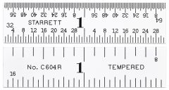 STARRETT C604R-2 Spring Tempered Steel Rule with Inch Graduations (C604R-2)